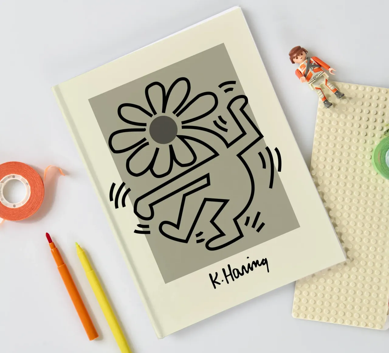 Keith Haring Flower Figure Pop Art Print notebook by ClubArt