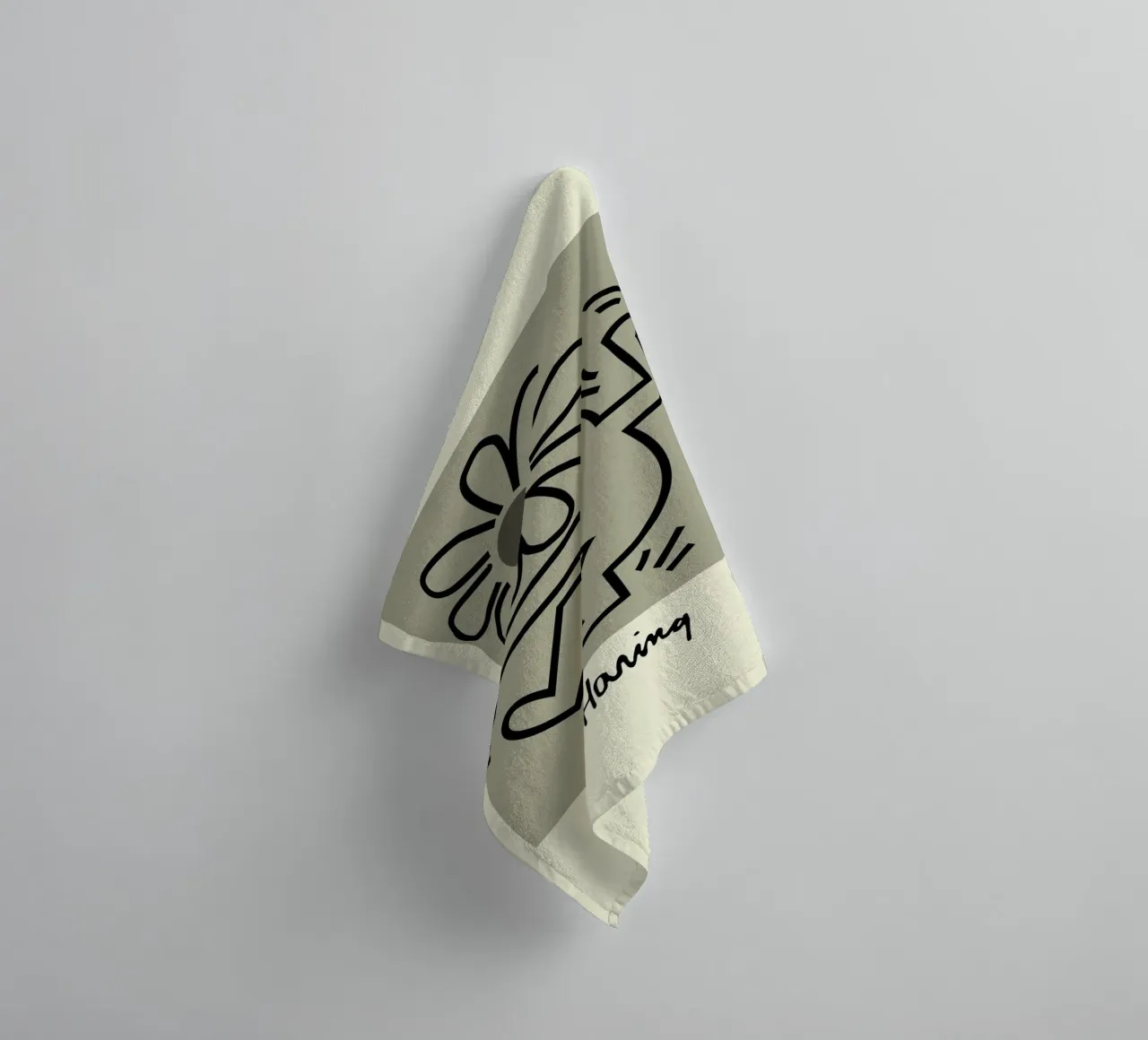 Keith Haring Flower Figure Pop Art Print towel by ClubArt