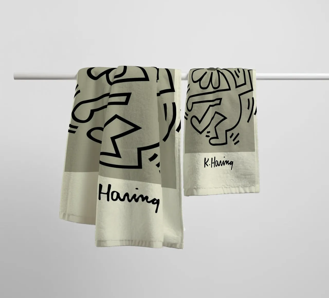 Keith Haring Flower Figure Pop Art Print towel by ClubArt