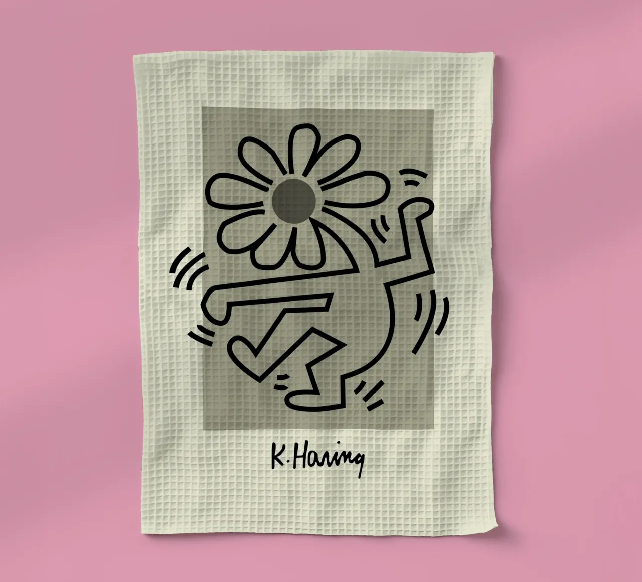 Keith Haring Flower Figure Pop Art Print torchon de ClubArt
