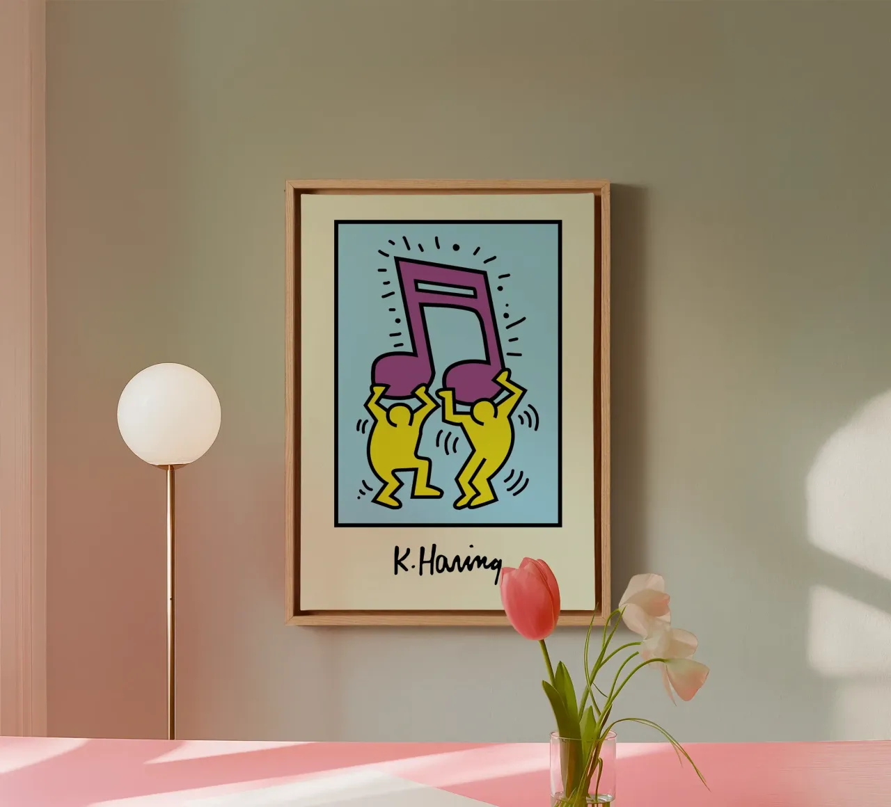 Keith Haring Muzieknoot Pop Art Poster canvas met Baklijst van ClubArt