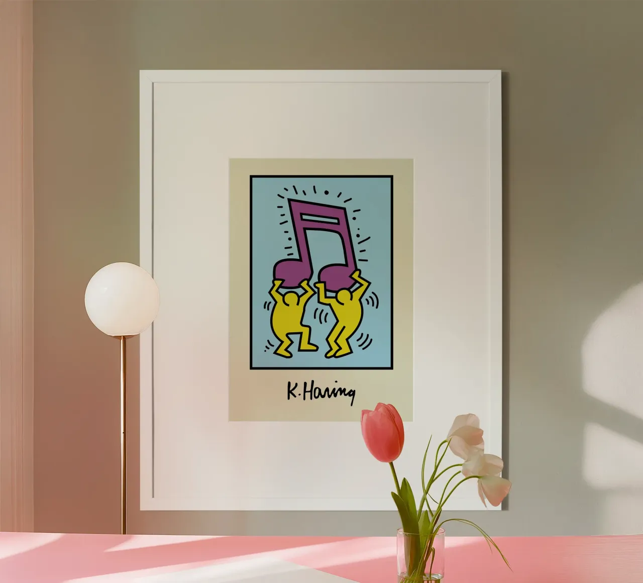 Keith Haring Nota musicale Poster d'arte pop poster con telaio in plastica da ClubArt