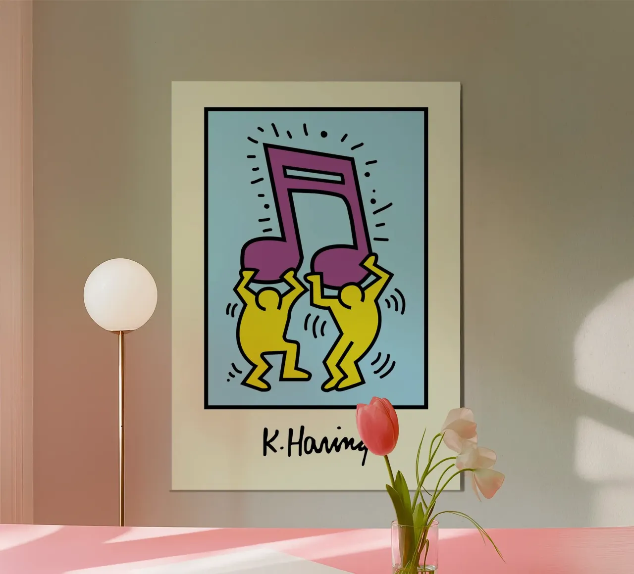 Keith Haring Nota musicale Poster d'arte pop poster con telaio in plastica da ClubArt