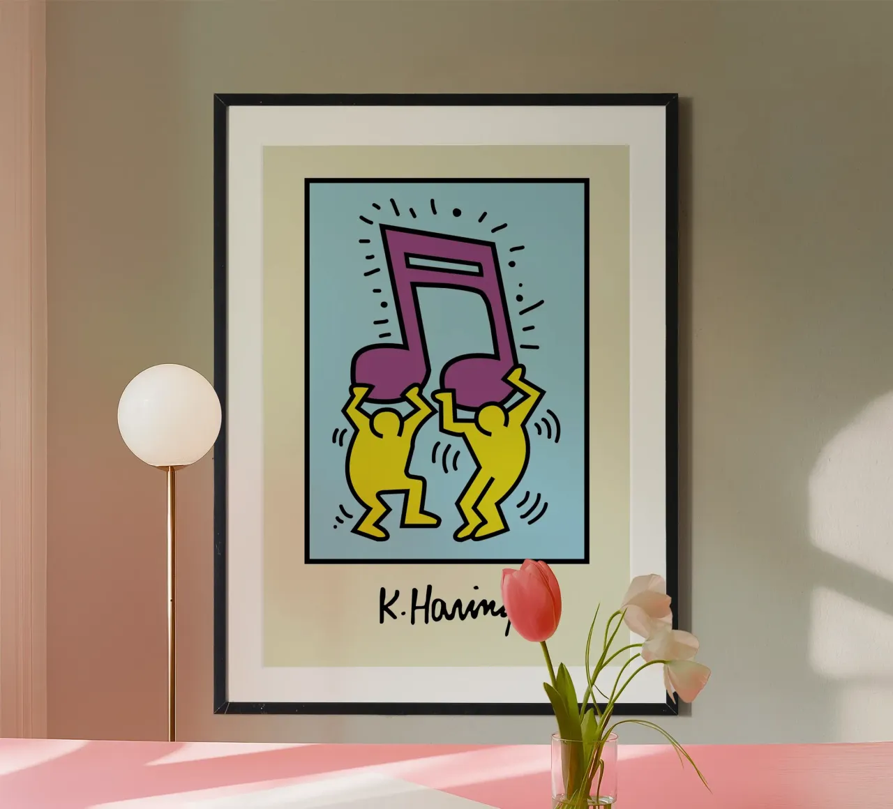 Keith Haring Nota musicale Poster d'arte pop poster con telaio in plastica da ClubArt