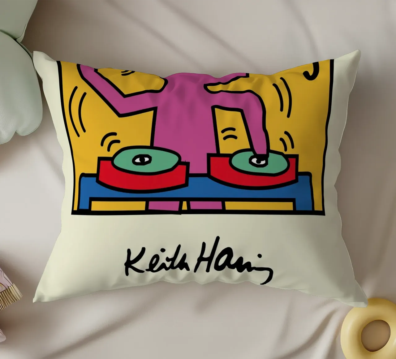 Poster pop art di Keith Haring DJ Dog cuscino da ClubArt