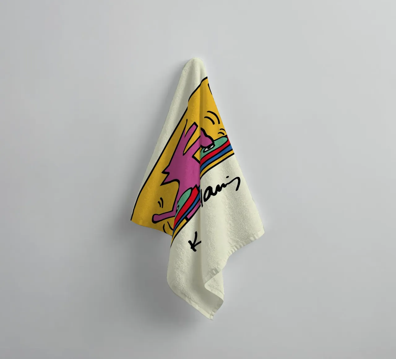 Poster pop art di Keith Haring DJ Dog asciugamano da bagno da ClubArt
