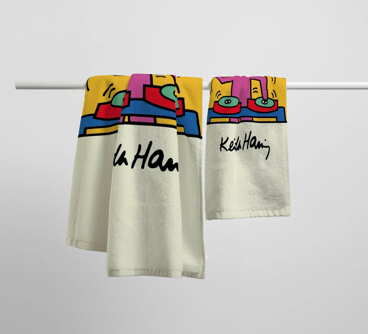 Poster pop art di Keith Haring DJ Dog asciugamano da bagno da ClubArt