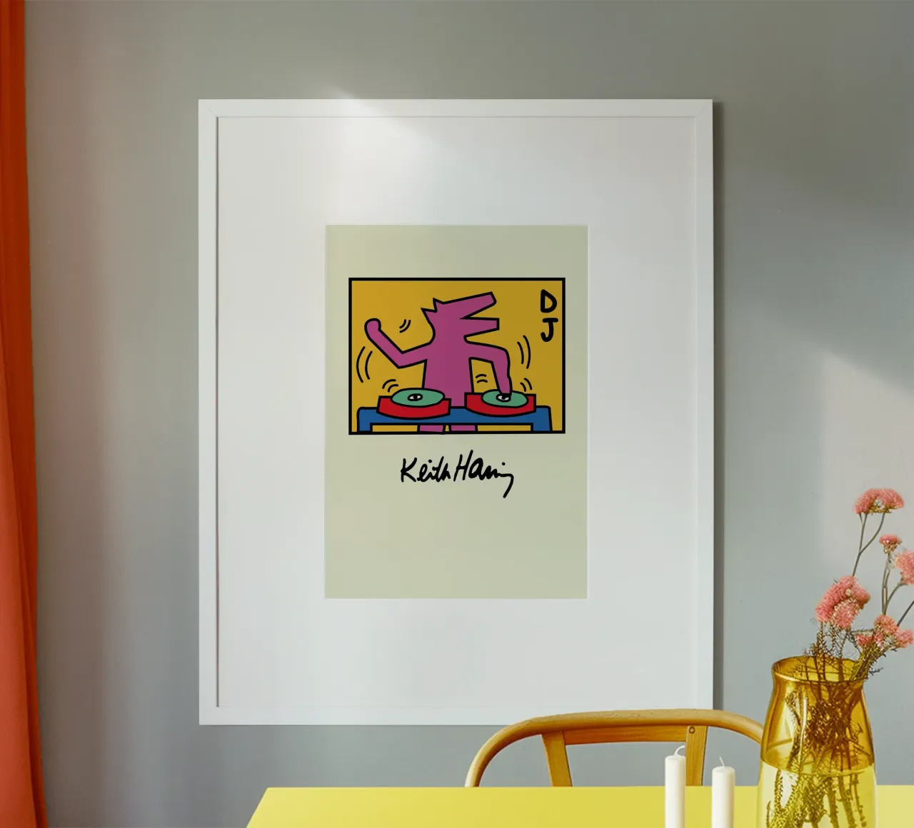 Poster pop art di Keith Haring DJ Dog poster con telaio in plastica da ClubArt
