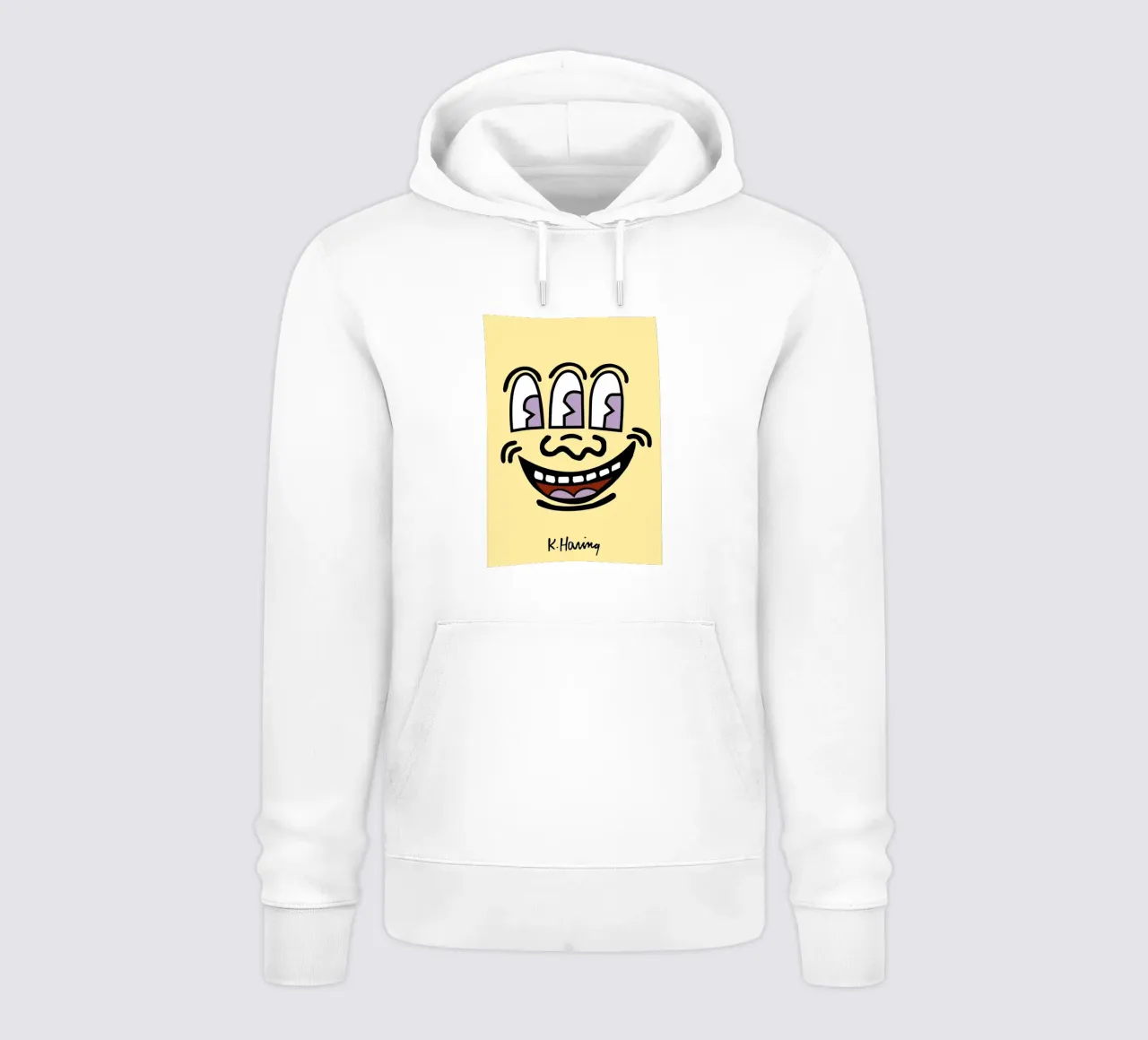 Stampa pop di Keith Haring con la faccia a tre occhi felpa con cappuccio da ClubArt