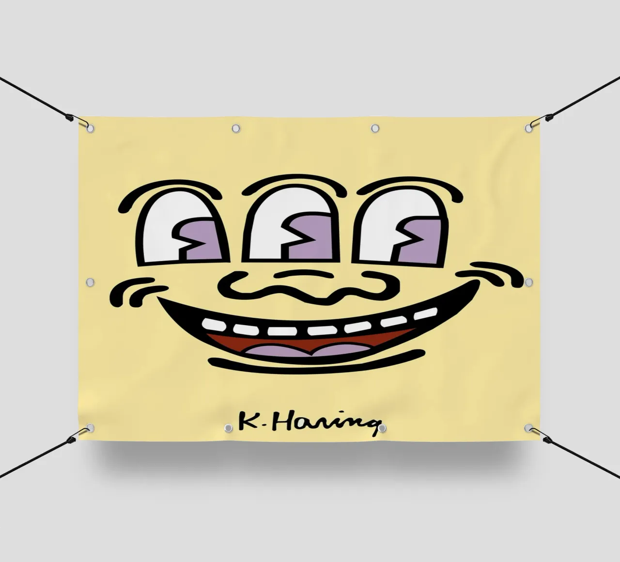 Stampa pop di Keith Haring con la faccia a tre occhi telo in pvc da ClubArt