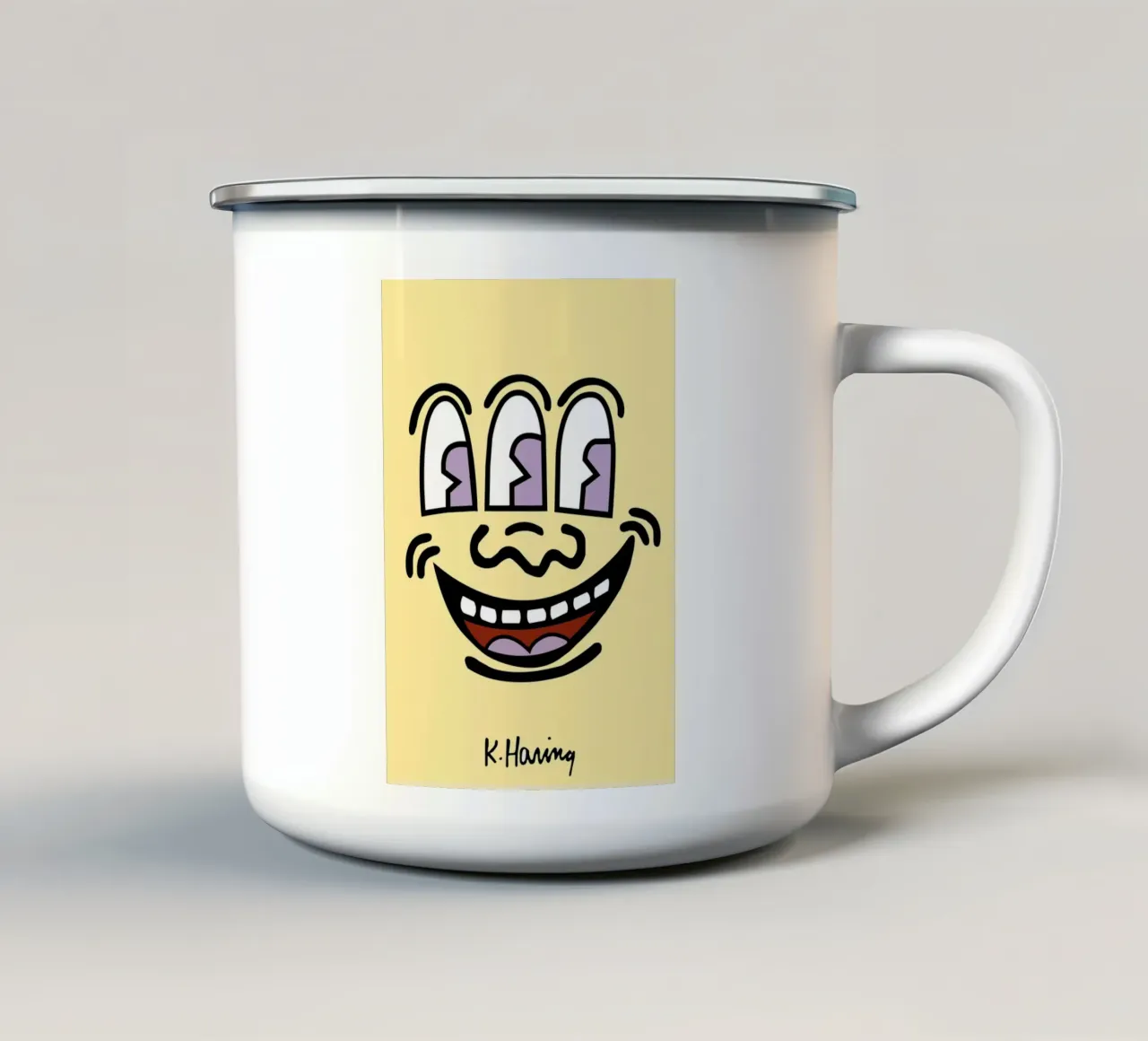 Keith Haring Drieogig Gezicht Pop Art Print emaille mok van ClubArt