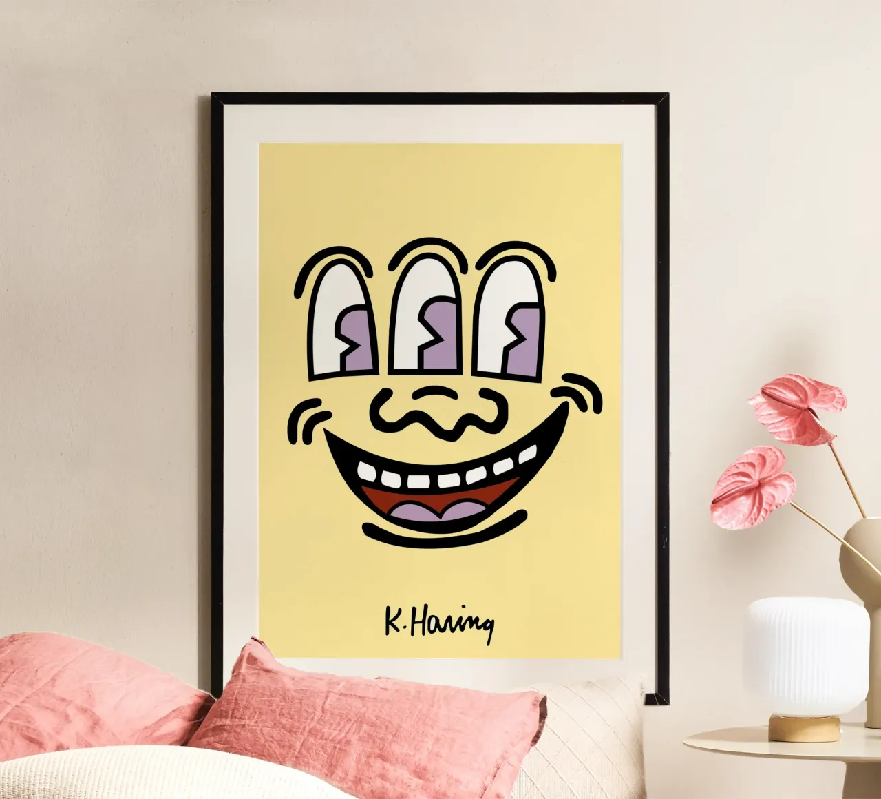 Stampa pop di Keith Haring con la faccia a tre occhi poster da ClubArt