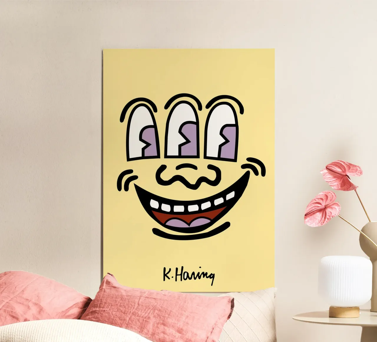 Stampa pop di Keith Haring con la faccia a tre occhi poster da ClubArt