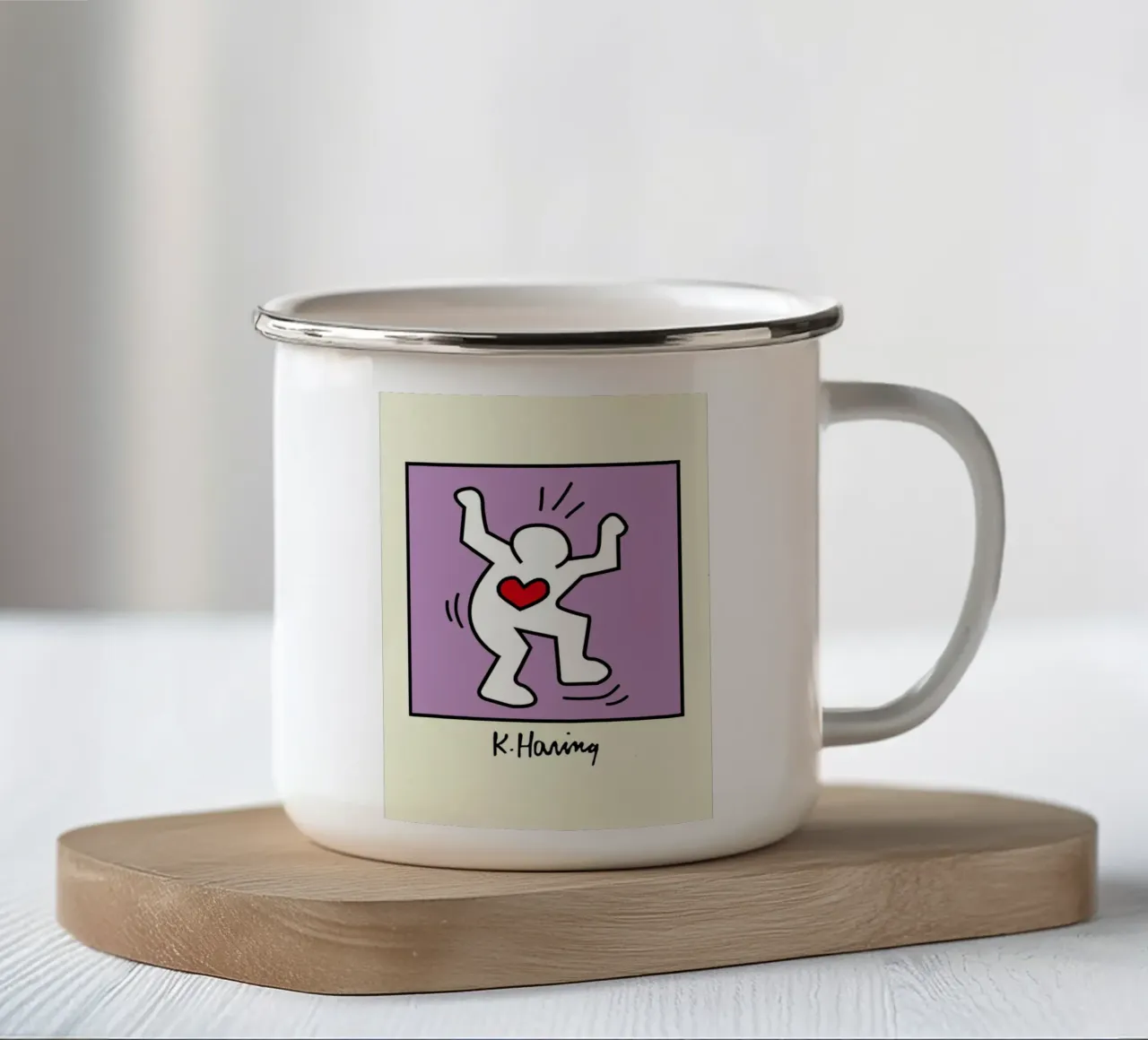 Keith Haring Cuore radioso - Poster pop art tazza in smalto da ClubArt