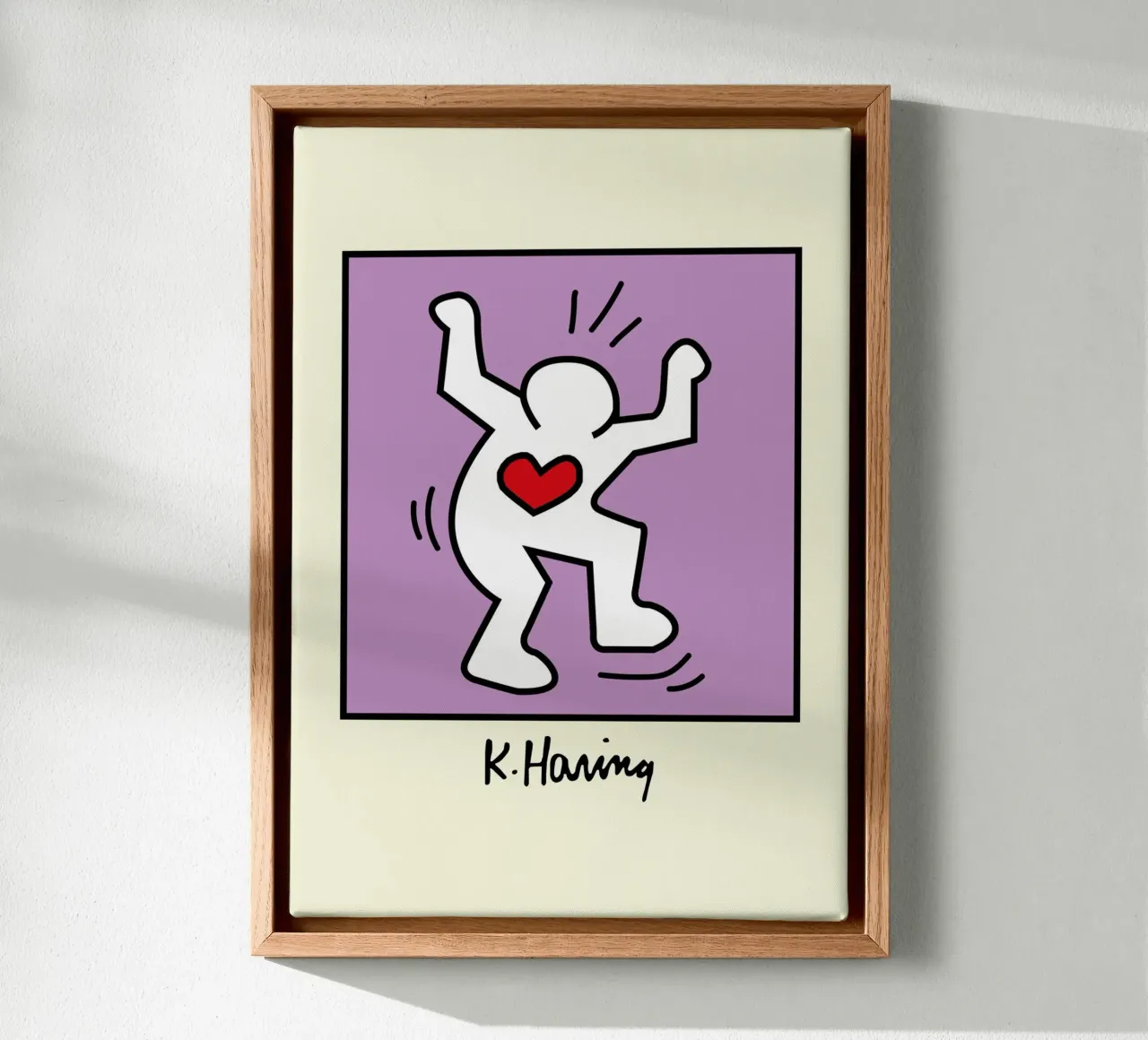 Keith Haring Stralend Hart Pop Art Poster canvas met Baklijst van ClubArt