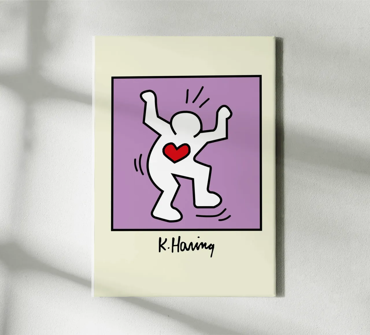 Keith Haring Stralend Hart Pop Art Poster canvas met Baklijst van ClubArt