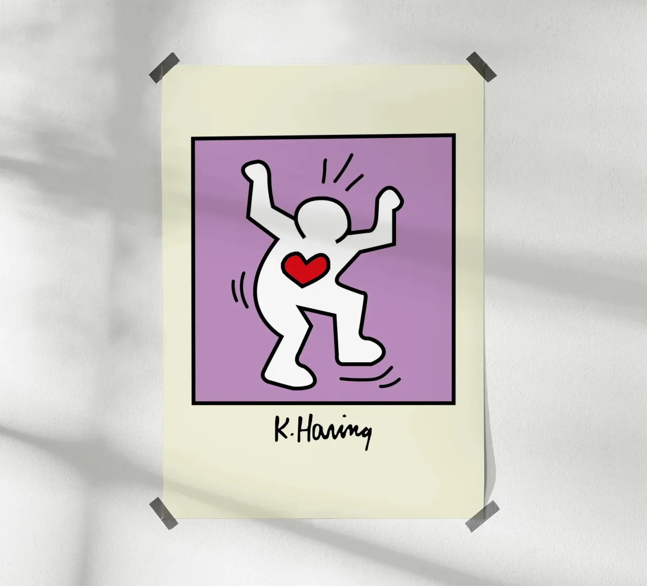 Keith Haring Cuore radioso - Poster pop art poster con telaio in plastica da ClubArt
