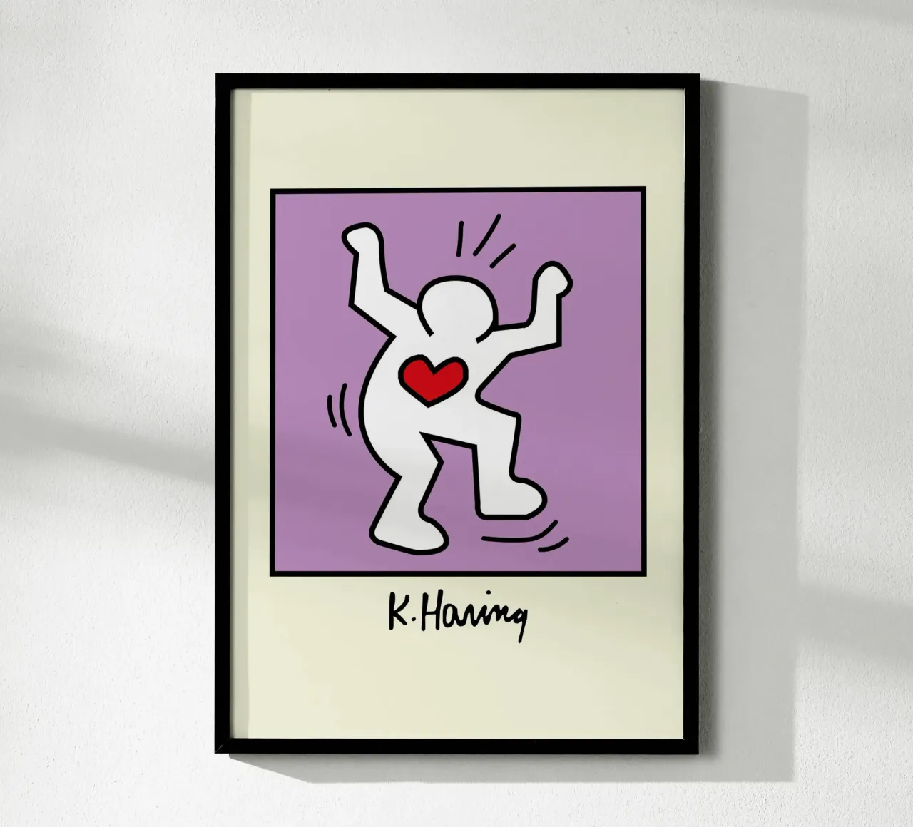 Keith Haring Cuore radioso - Poster pop art poster con telaio in plastica da ClubArt
