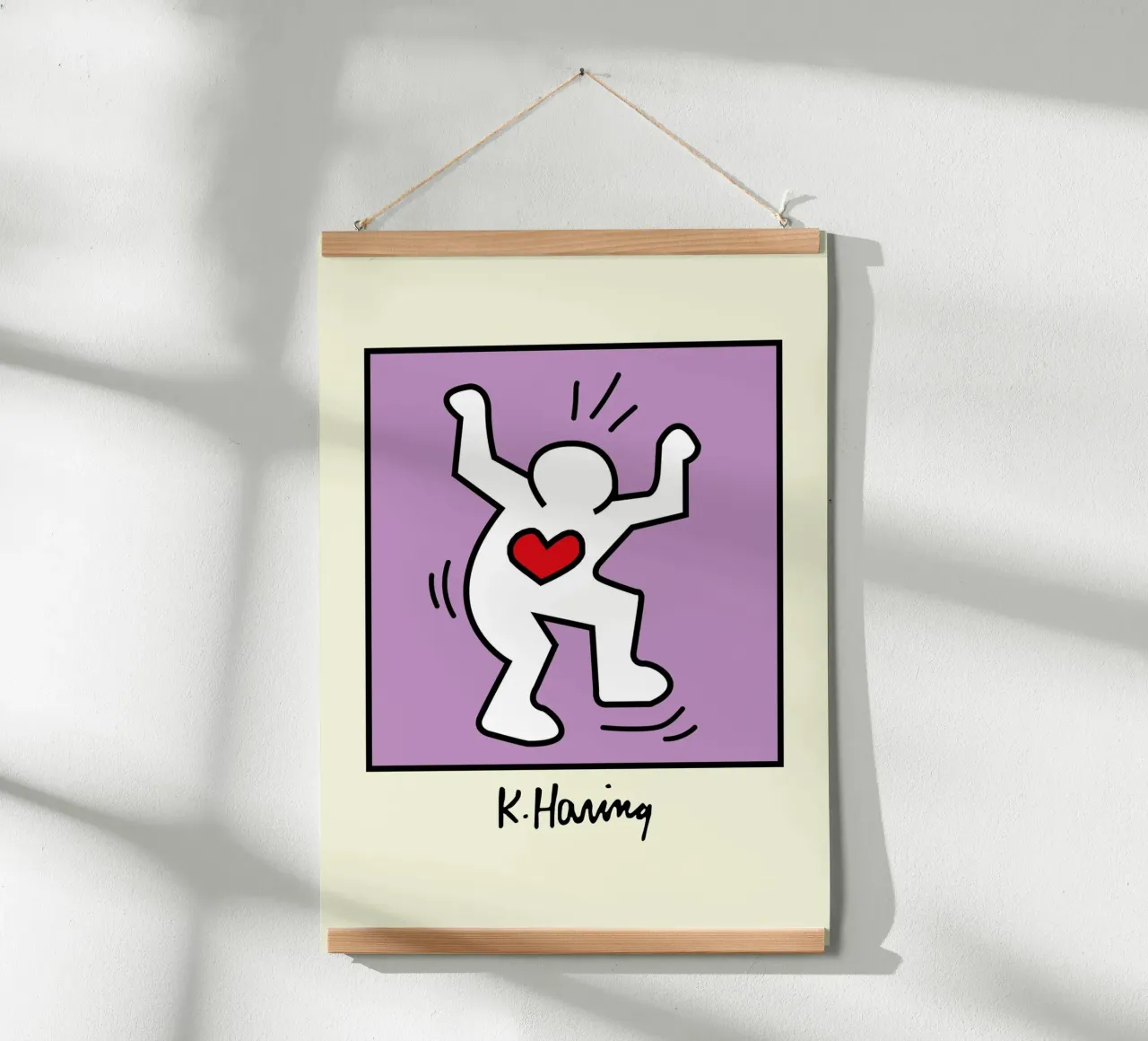 Keith Haring Cuore radioso - Poster pop art poster con telaio in plastica da ClubArt