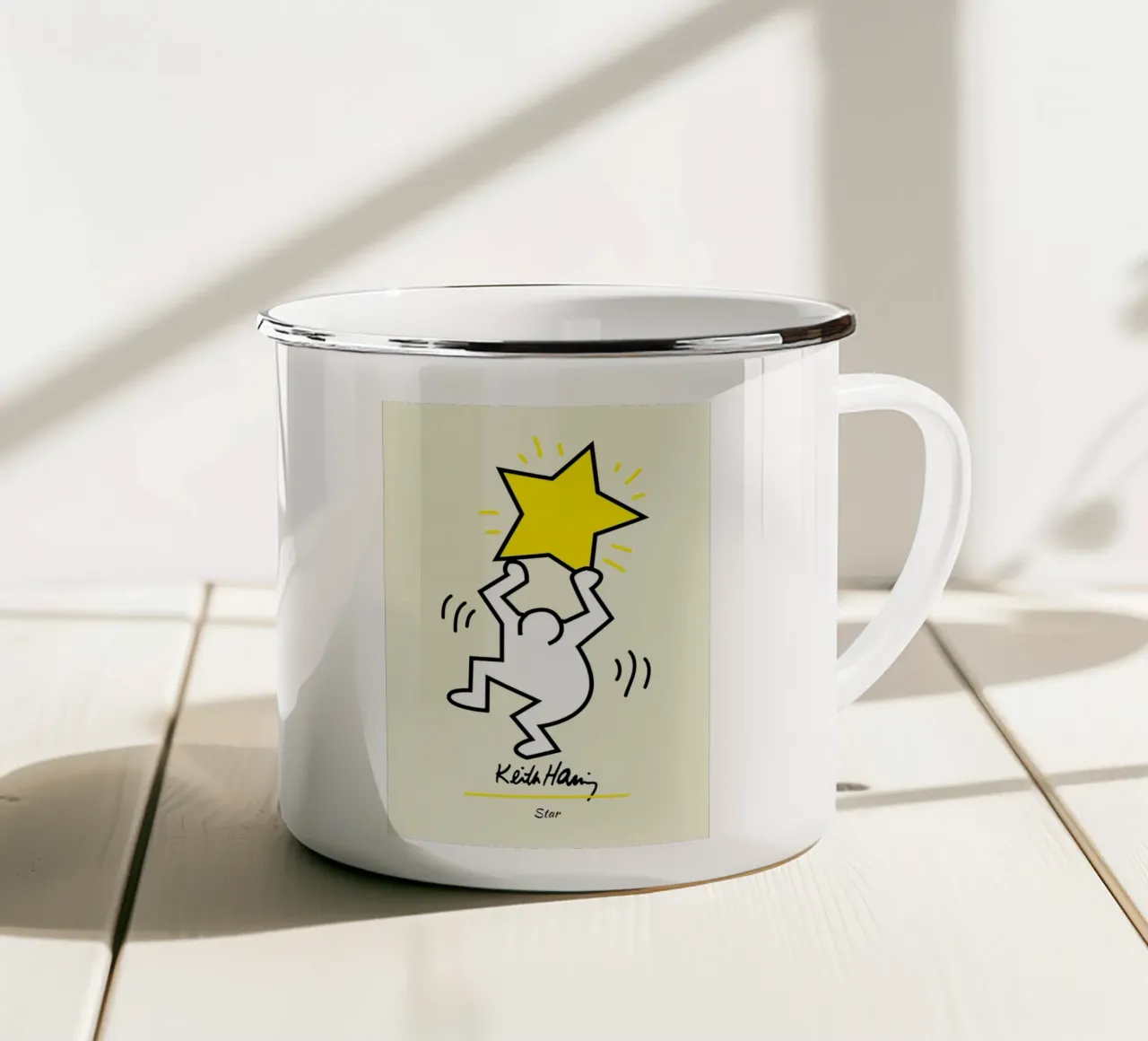 Stampa pop art di Keith Haring Star tazza in smalto da ClubArt