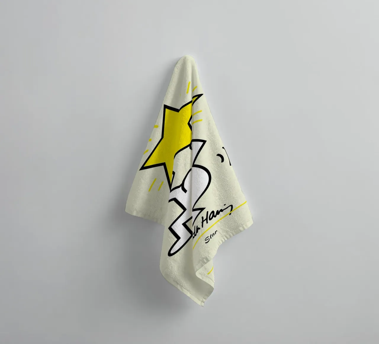 Keith Haring Star Pop Art Print towel by ClubArt