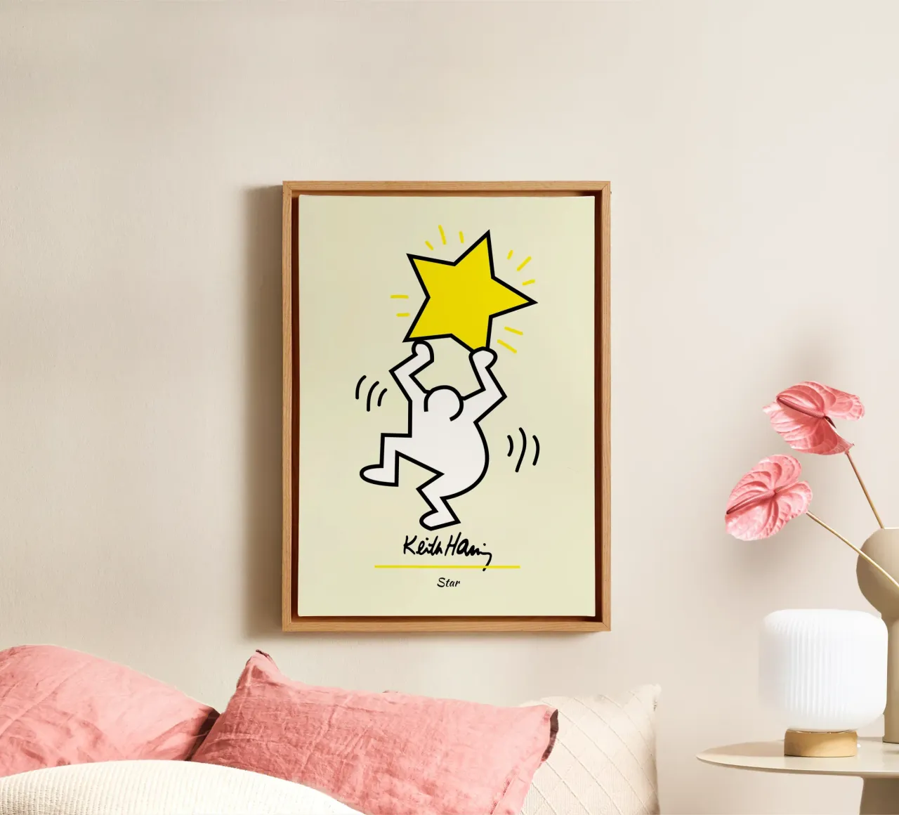 Keith Haring Star Pop Art Druck Leinwand mit Schattenfugenrahmen von ClubArt