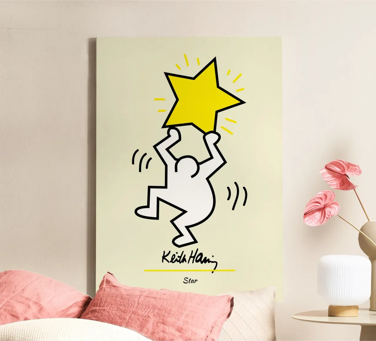 Keith Haring Star Pop Art Druck Leinwand mit Schattenfugenrahmen von ClubArt