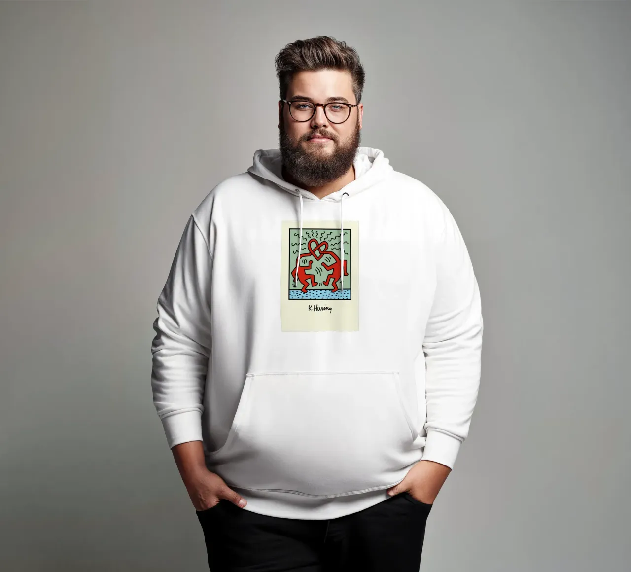 Poster pop art Keith Haring Heart Connection felpa con cappuccio da ClubArt
