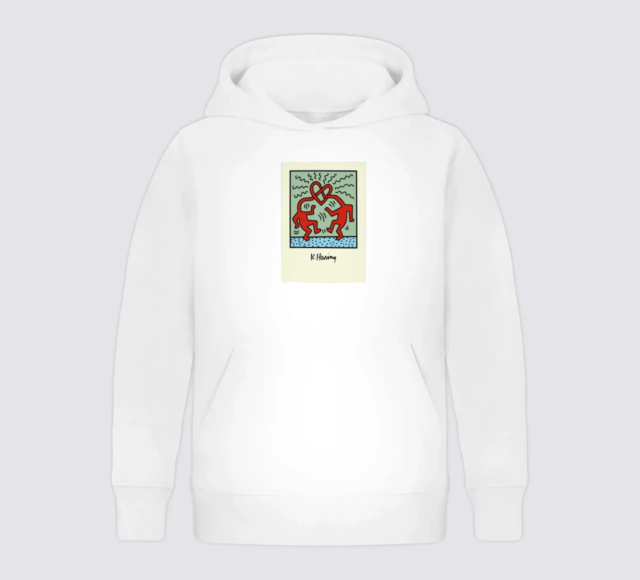 Poster pop art Keith Haring Heart Connection felpa bambino con cappuccio da ClubArt