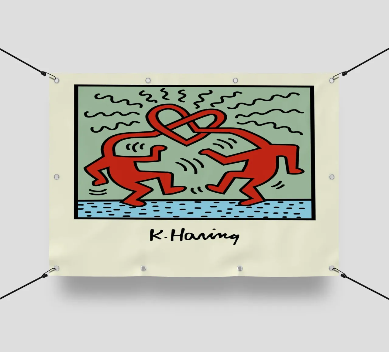 Poster pop art Keith Haring Heart Connection telo in pvc da ClubArt