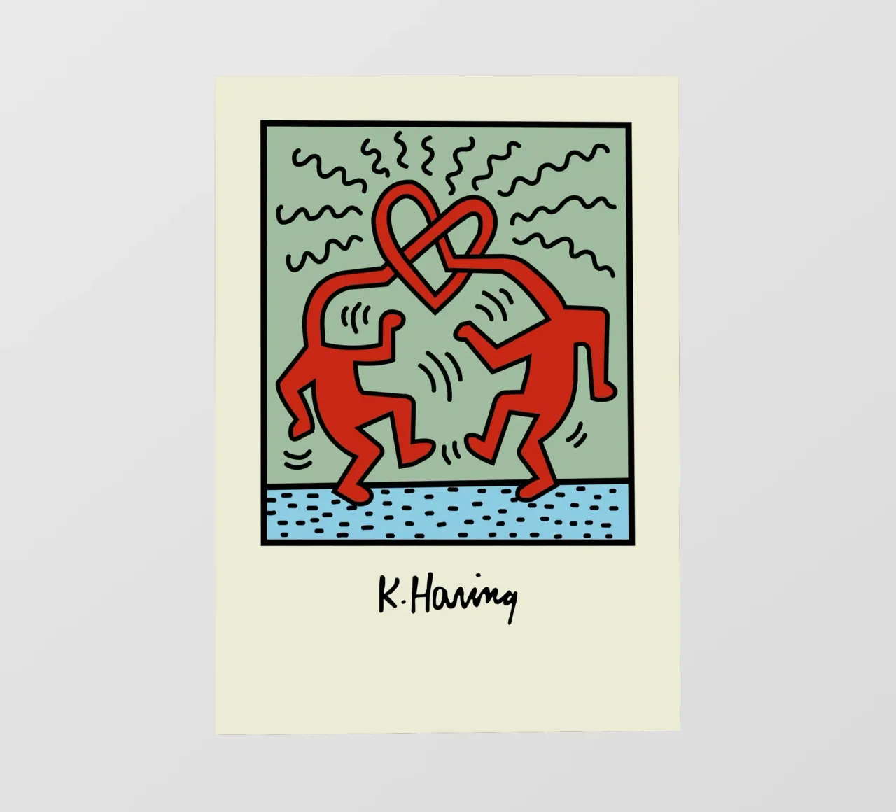 Poster pop art Keith Haring Heart Connection telo in pvc da ClubArt