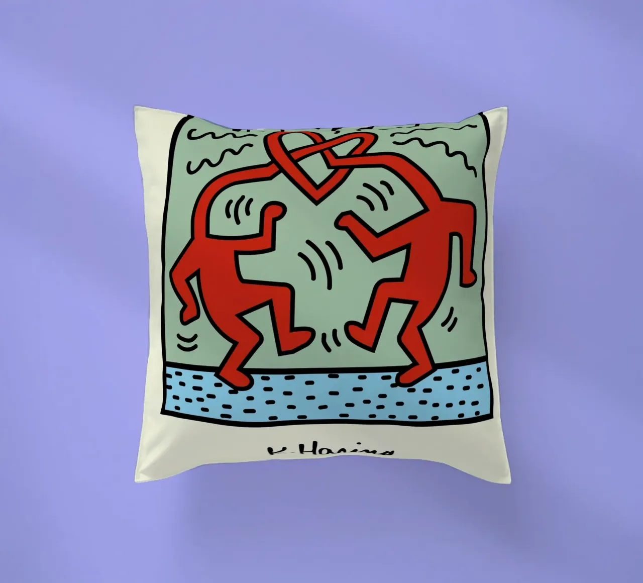 Poster pop art Keith Haring Heart Connection cuscino da ClubArt