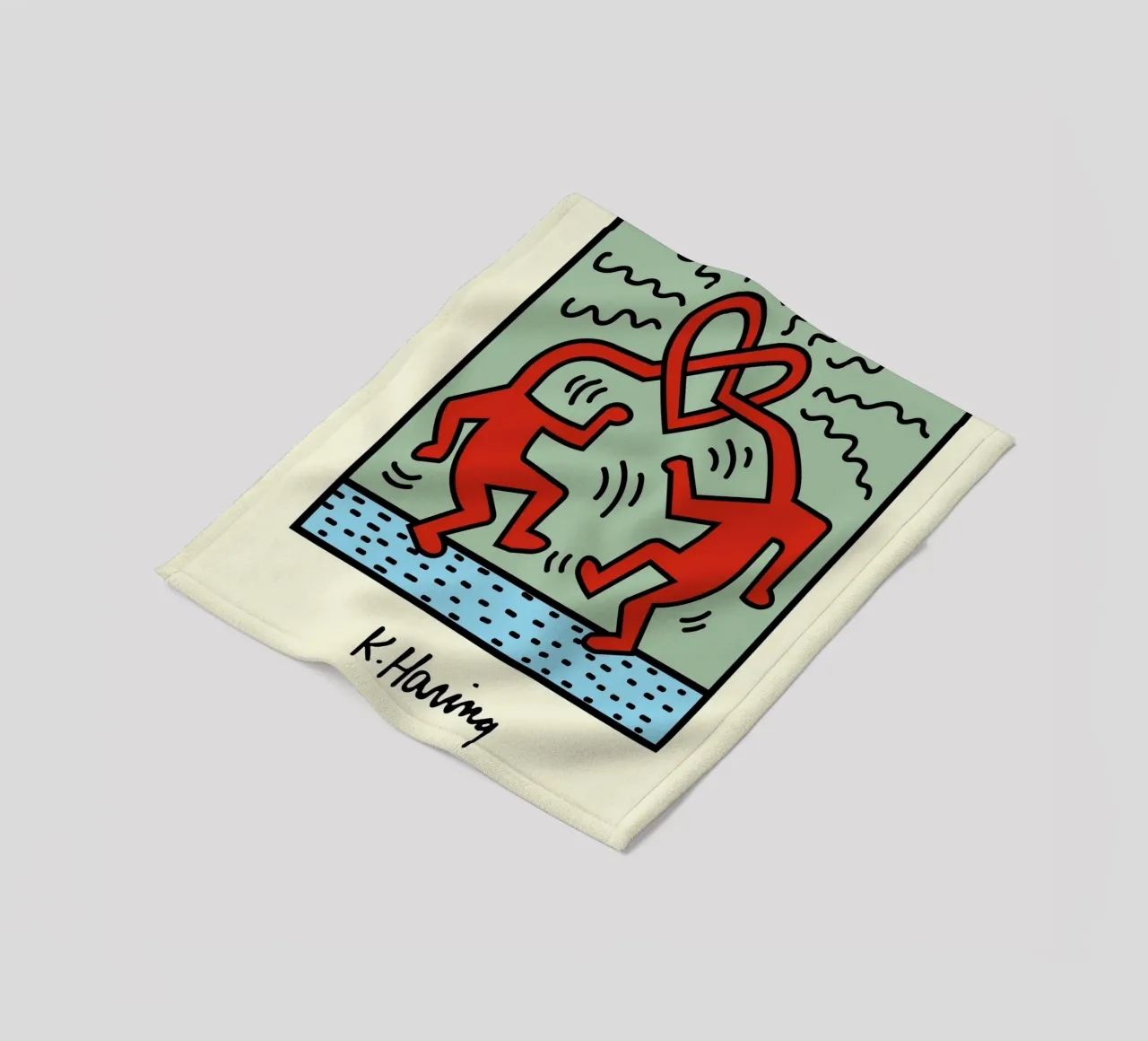 Poster pop art Keith Haring Heart Connection coperta in pile da ClubArt