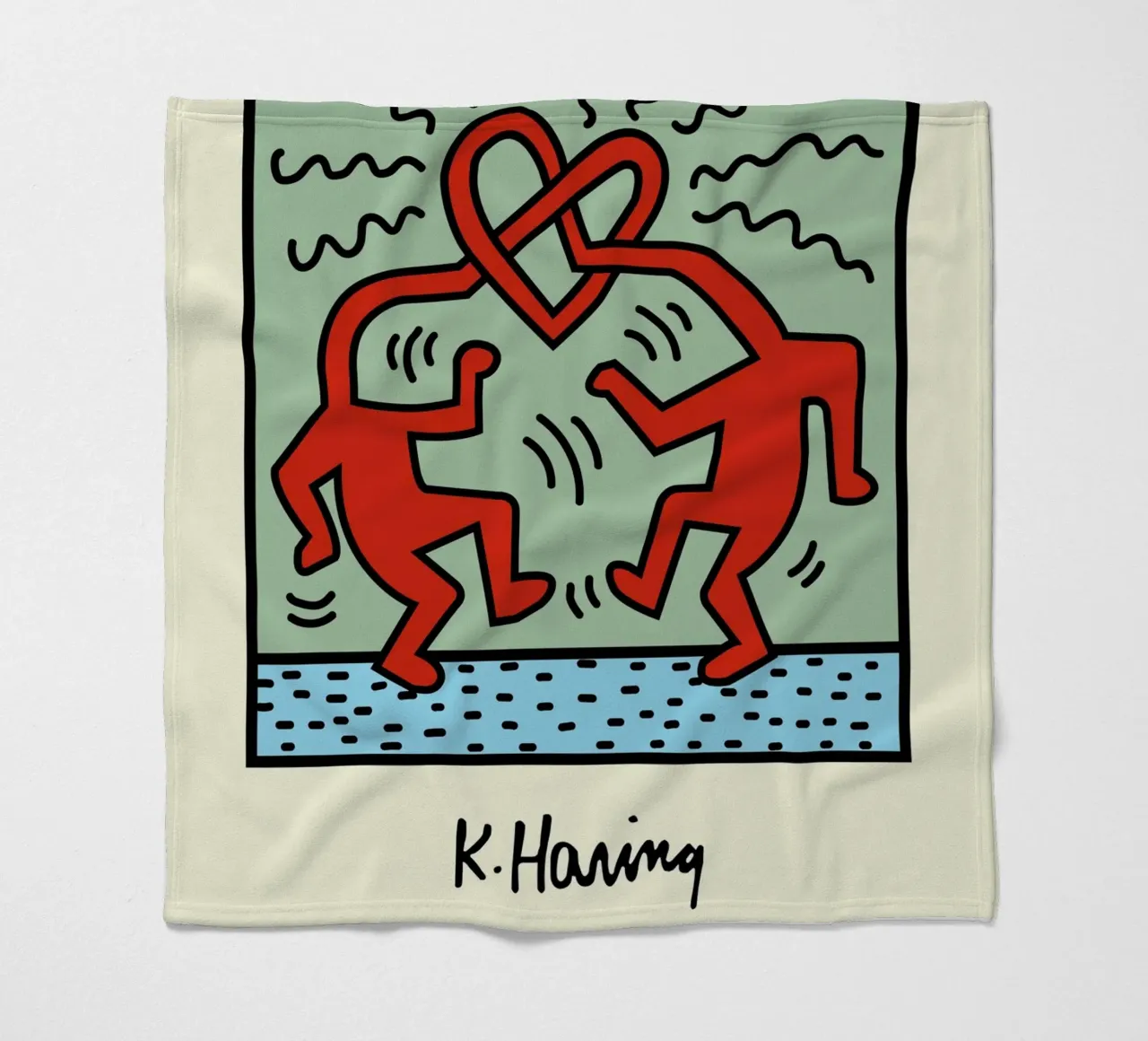 Poster pop art Keith Haring Heart Connection coperta in pile da ClubArt