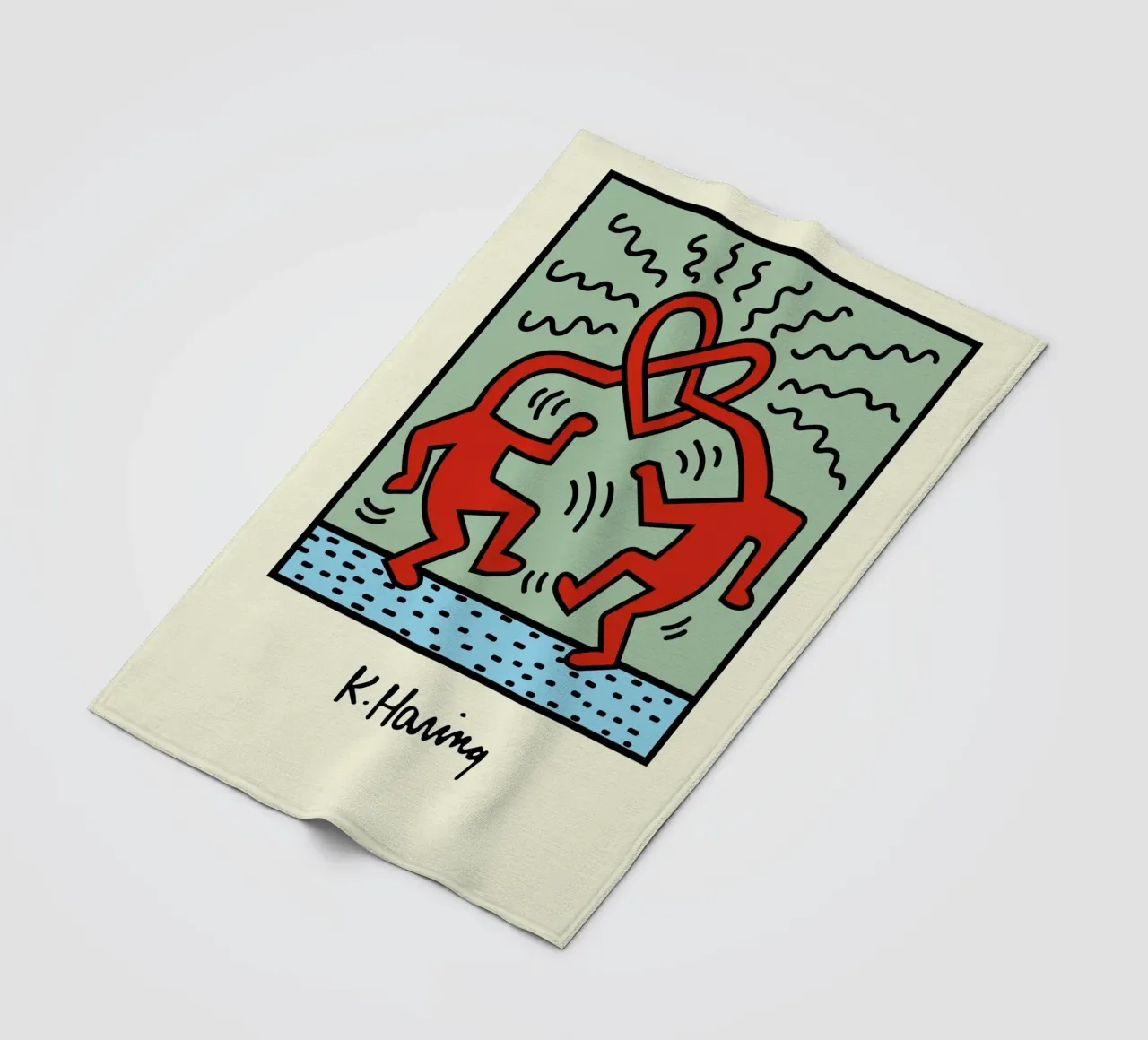 Poster pop art Keith Haring Heart Connection coperta in pile da ClubArt