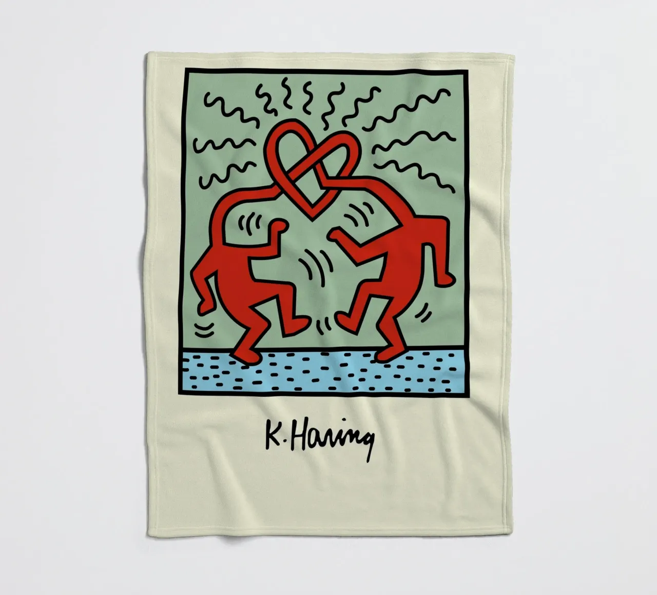 Poster pop art Keith Haring Heart Connection coperta in pile da ClubArt