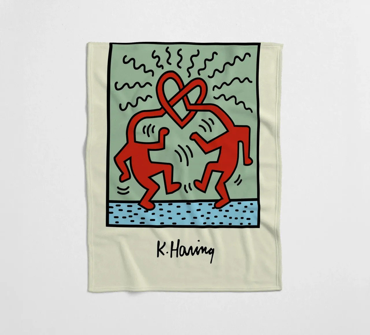 Poster pop art Keith Haring Heart Connection coperta in pile da ClubArt