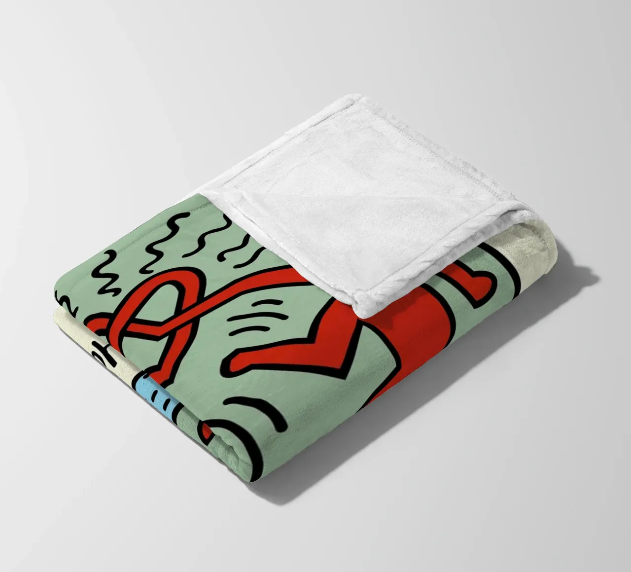 Poster pop art Keith Haring Heart Connection coperta in pile da ClubArt