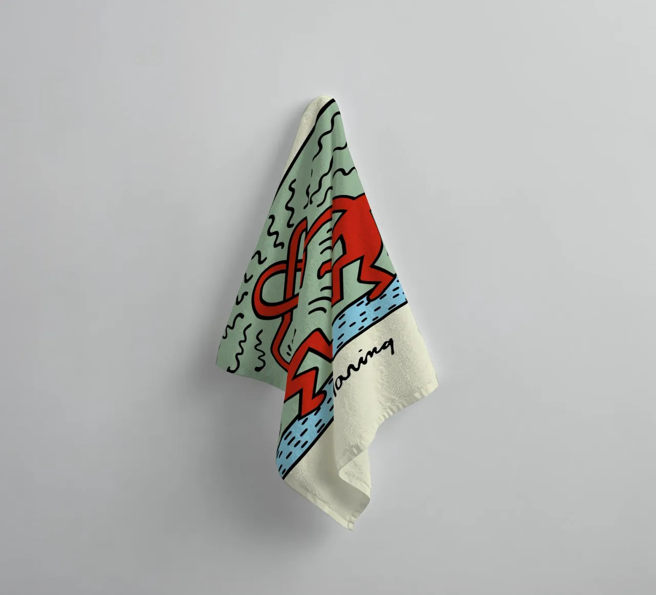 Poster pop art Keith Haring Heart Connection asciugamano da bagno da ClubArt