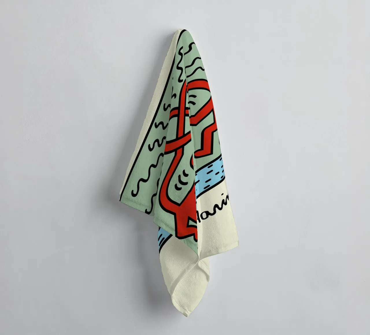 Poster pop art Keith Haring Heart Connection asciugamano da bagno da ClubArt
