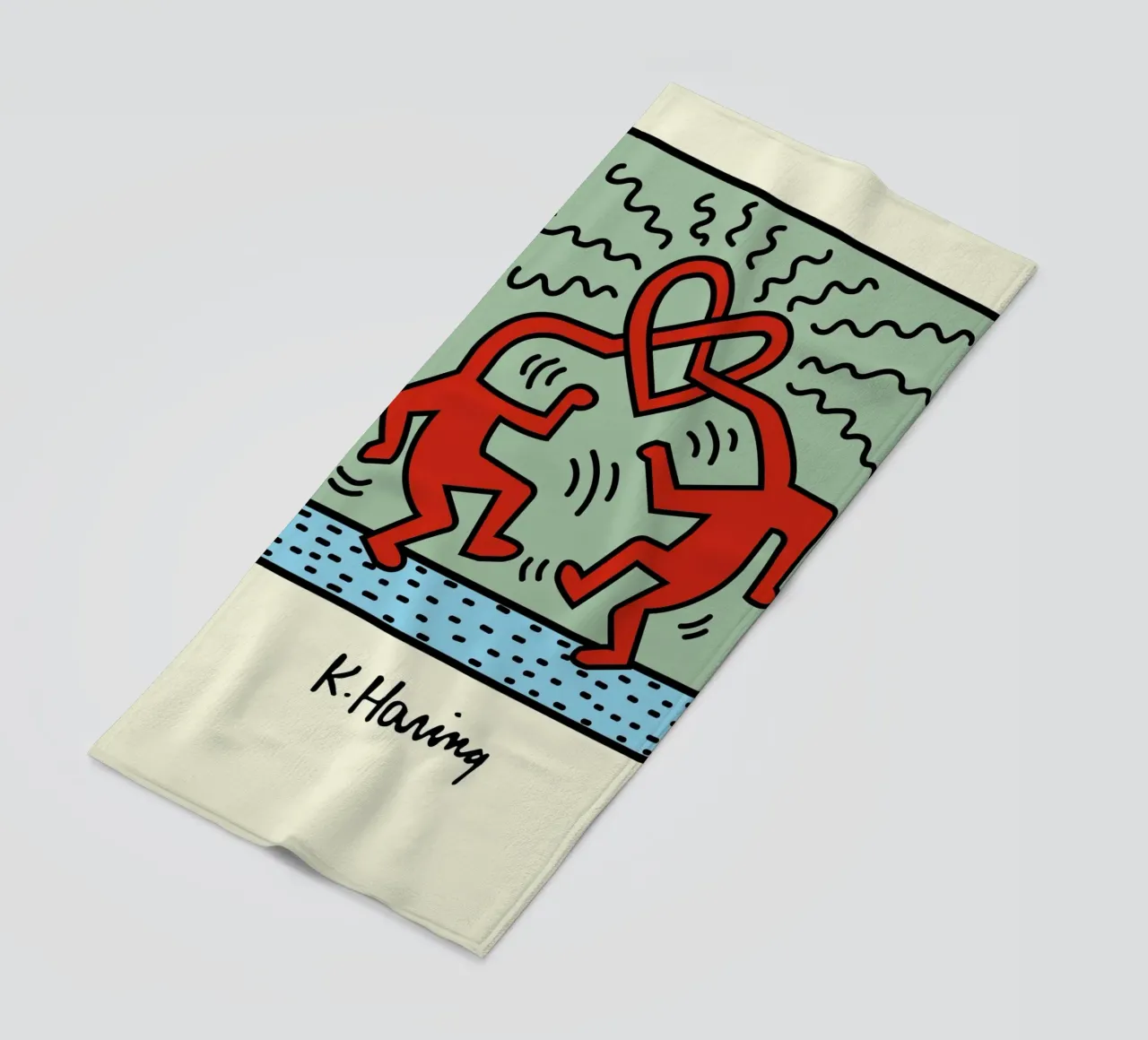 Poster pop art Keith Haring Heart Connection telo mare da ClubArt