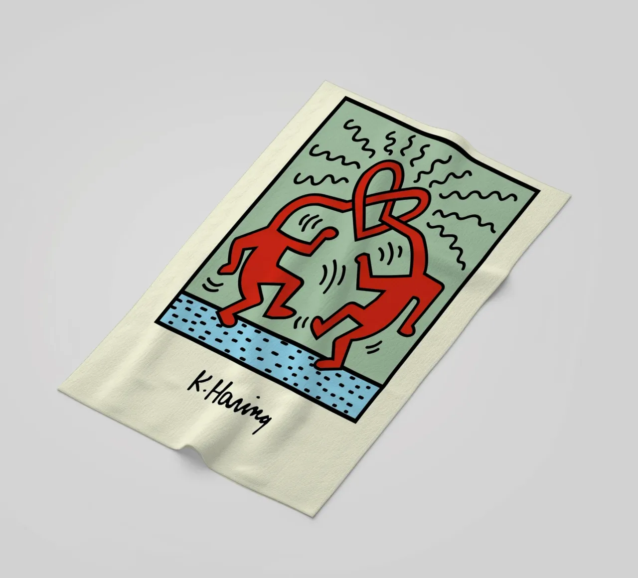 Poster pop art Keith Haring Heart Connection telo mare da ClubArt