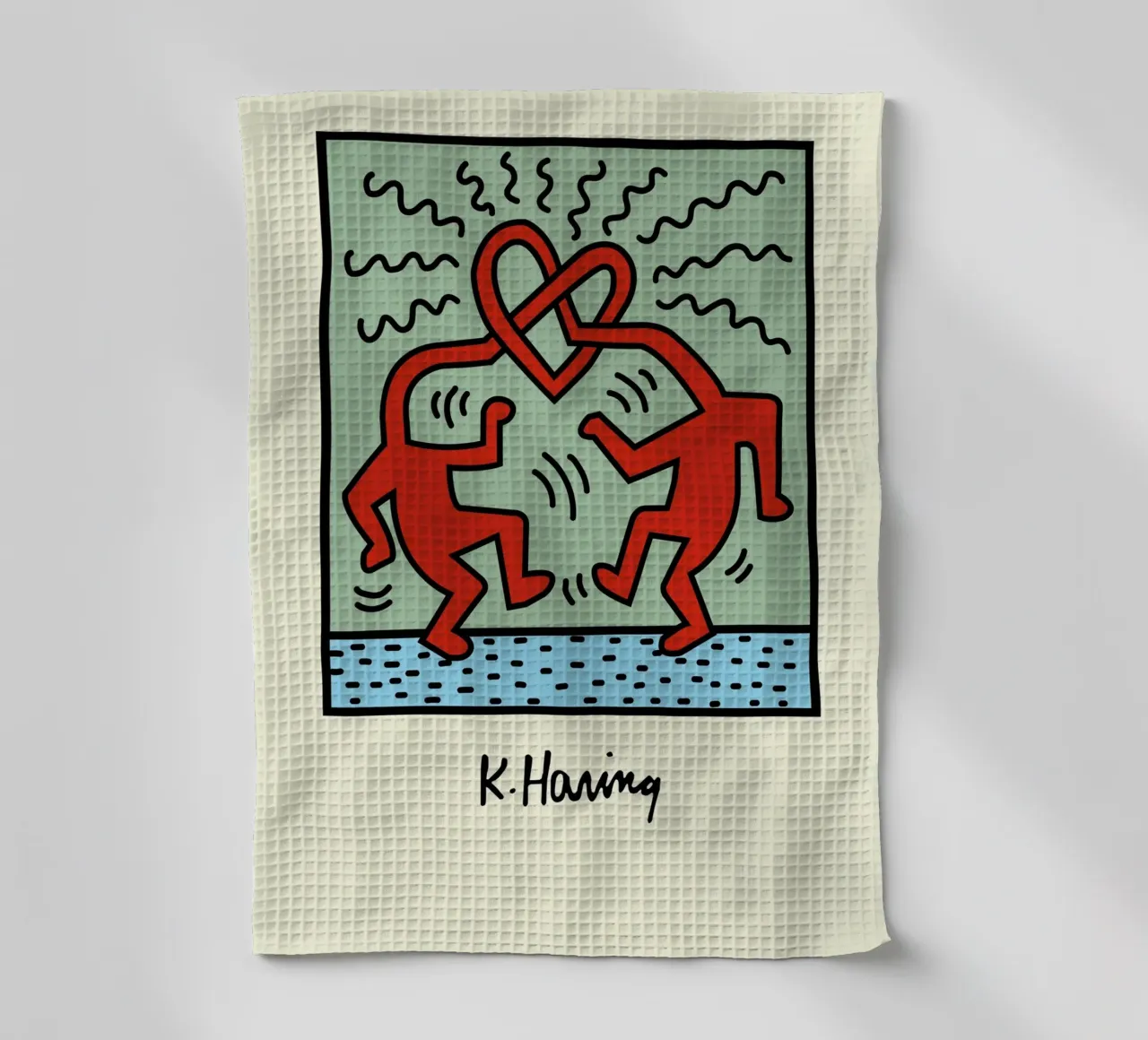 Poster pop art Keith Haring Heart Connection canovaccio da cucina da ClubArt