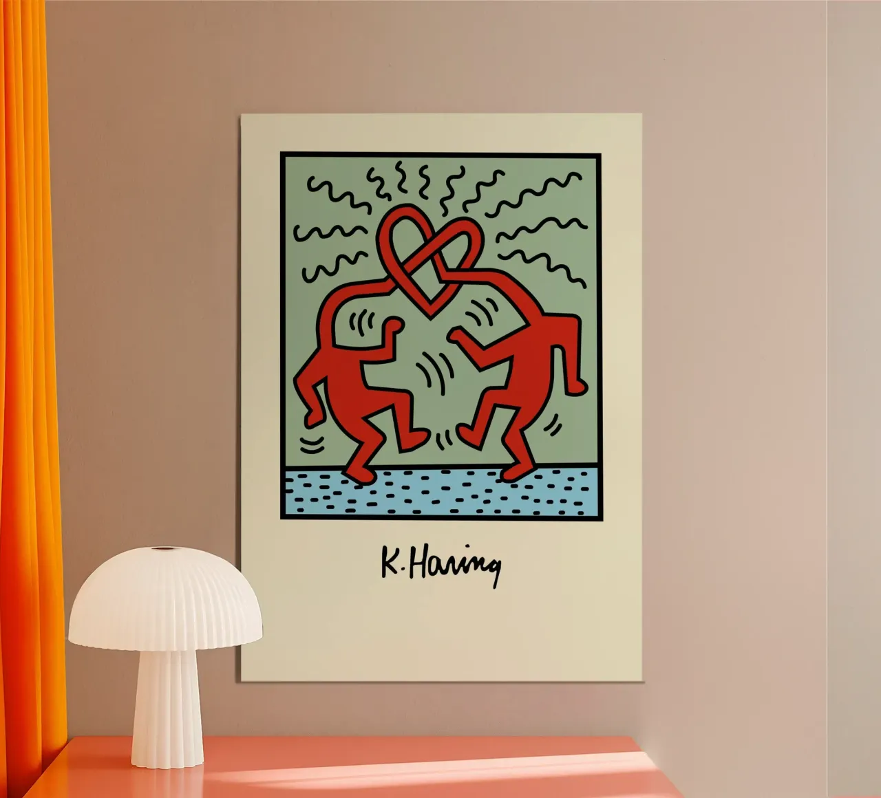 Poster pop art Keith Haring Heart Connection poster con telaio in plastica da ClubArt