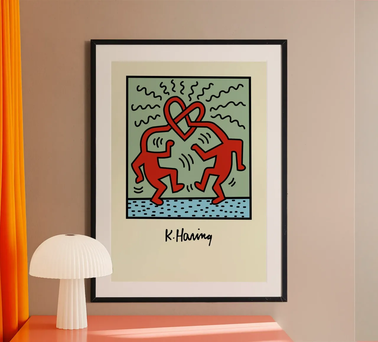 Poster pop art Keith Haring Heart Connection poster con telaio in plastica da ClubArt