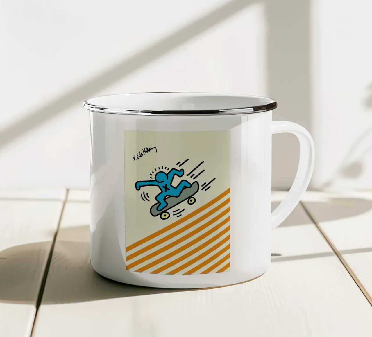 Stampa pop art di Keith Haring Skateboarder tazza in smalto da ClubArt