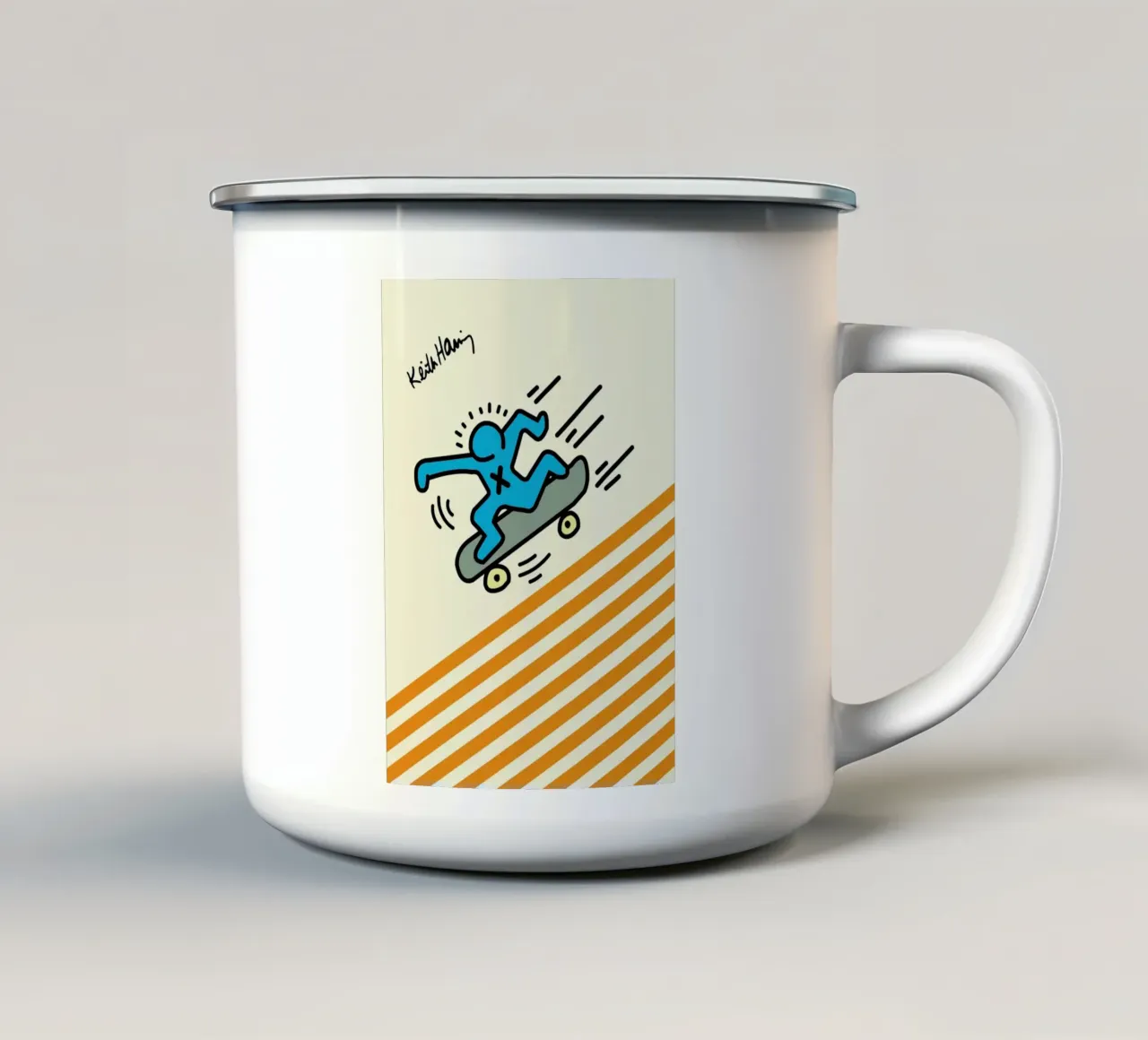 Stampa pop art di Keith Haring Skateboarder tazza in smalto da ClubArt