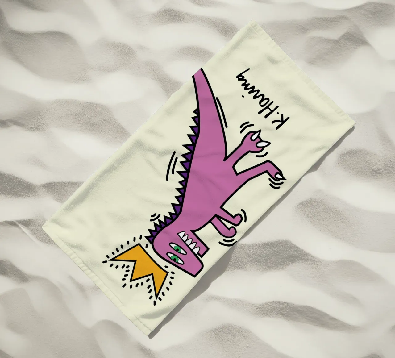 Keith Haring Dinosauro pop art con corona Poster telo mare da ClubArt