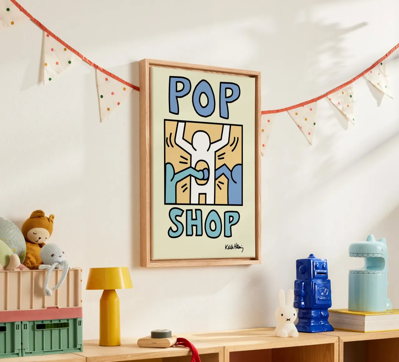 Keith Haring Pop Shop Street Art Poster canvas met Baklijst van ClubArt