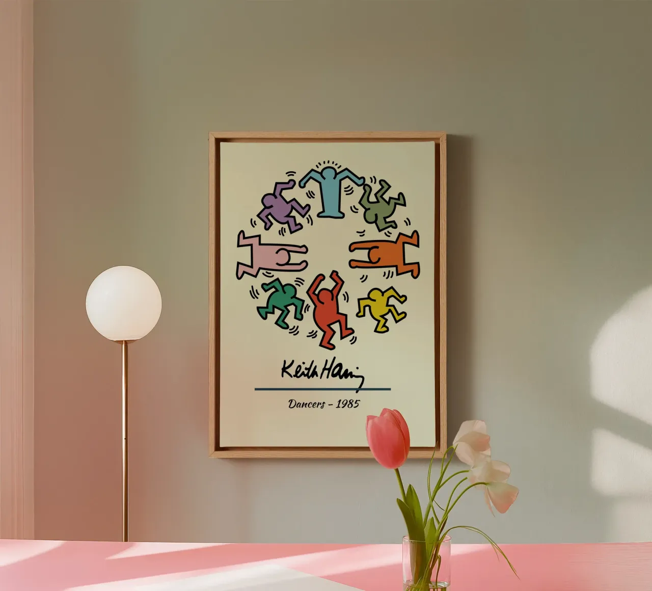 Keith Haring Tänzer 1985 Pop Art Poster Leinwand mit Schattenfugenrahmen von ClubArt